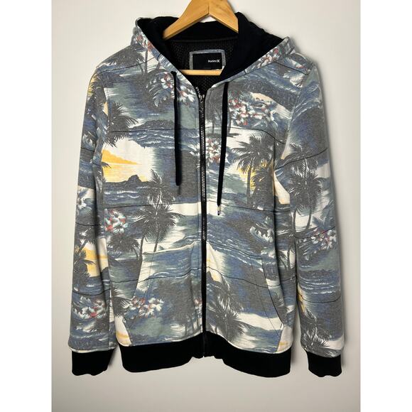 Hurley Men's Tropical Print Hooded Zip Up Sweatshirt - Small - Picture 4 of 9